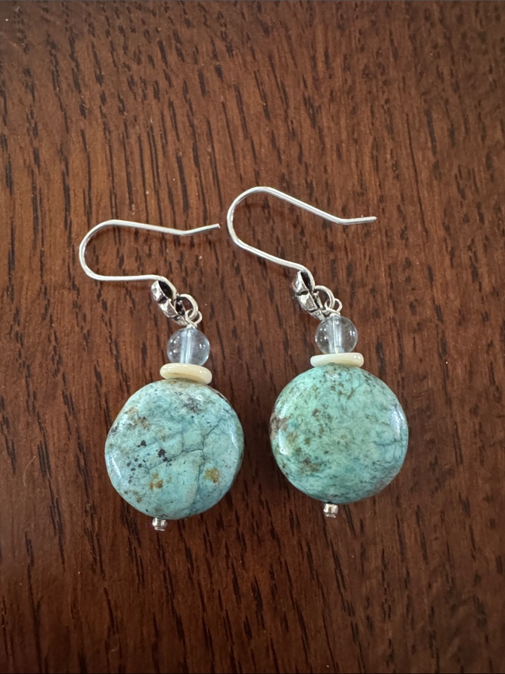 Handmade Turquoise Drop Earrings - Mint Green Bead Dangle